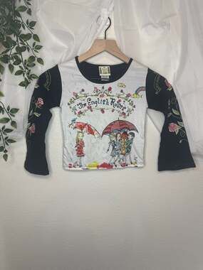 Vintage Madonna The English Roses Girl's 6X Beaded Rose Embroidered Long Sleeve